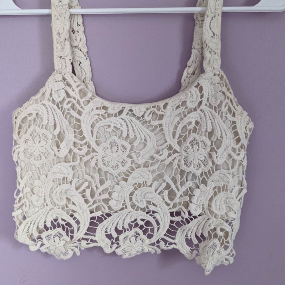 White lace crop top